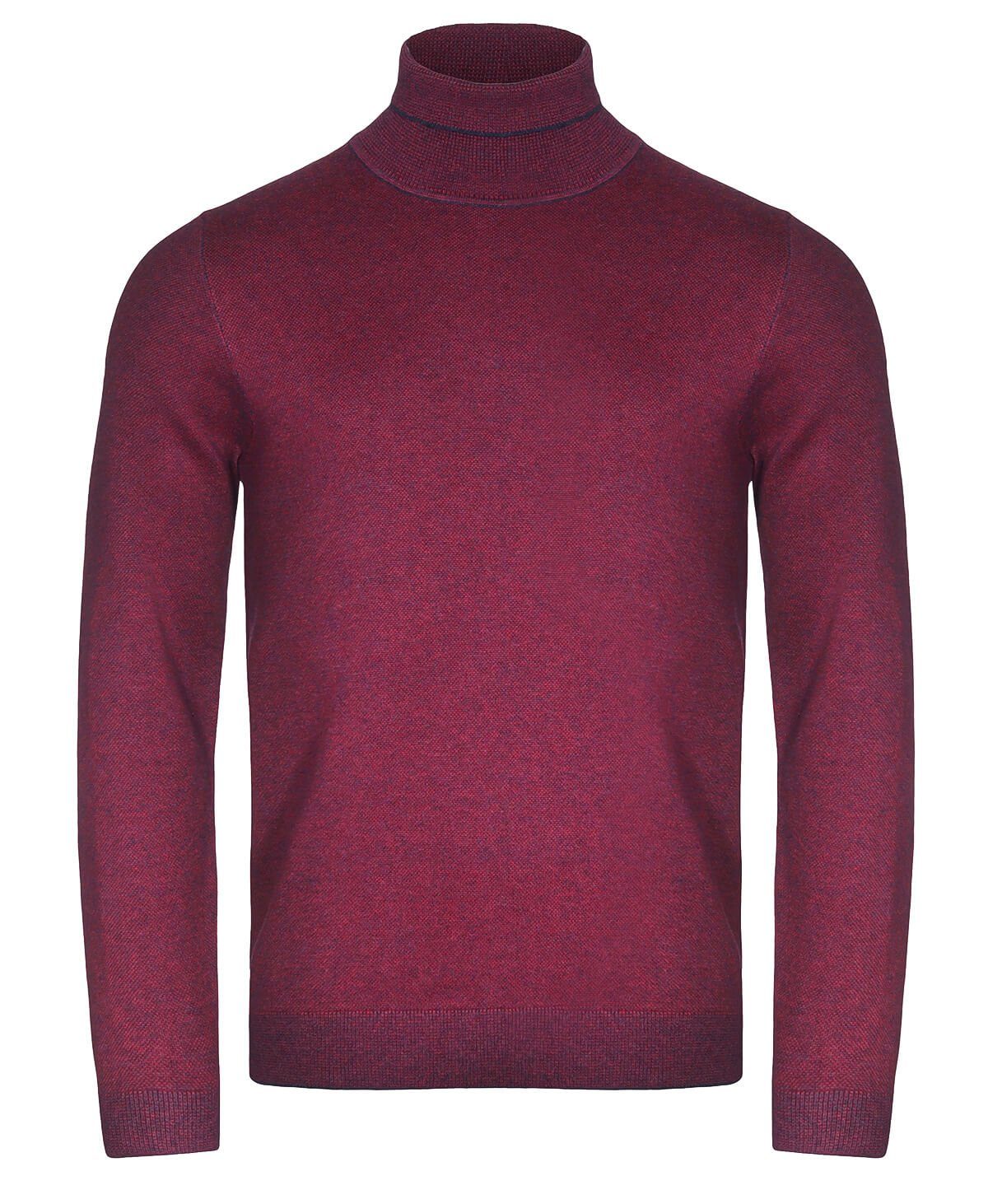 - - Bordeaux Rollkragen - mir MARVELIS Baumwolle/Kaschmir Rollkragenpullover Kaschmir Pullover