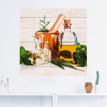 Artland Wandbild Olivenöl und Kräuter - Küche, Arrangements (1 St), als Alubild, Outdoorbild, Leinwandbild, Poster, Wandaufkleber