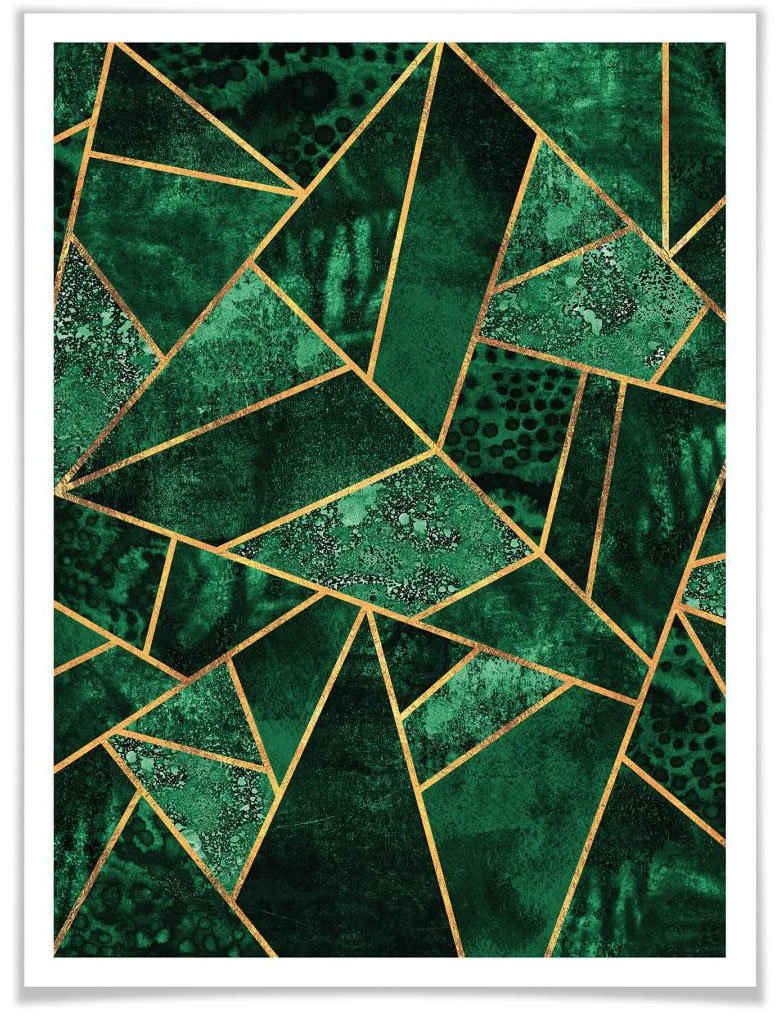 Wall-Art Poster Grüner Smaragd, Schriftzug (1 St), Poster ohne Bilderrahmen
