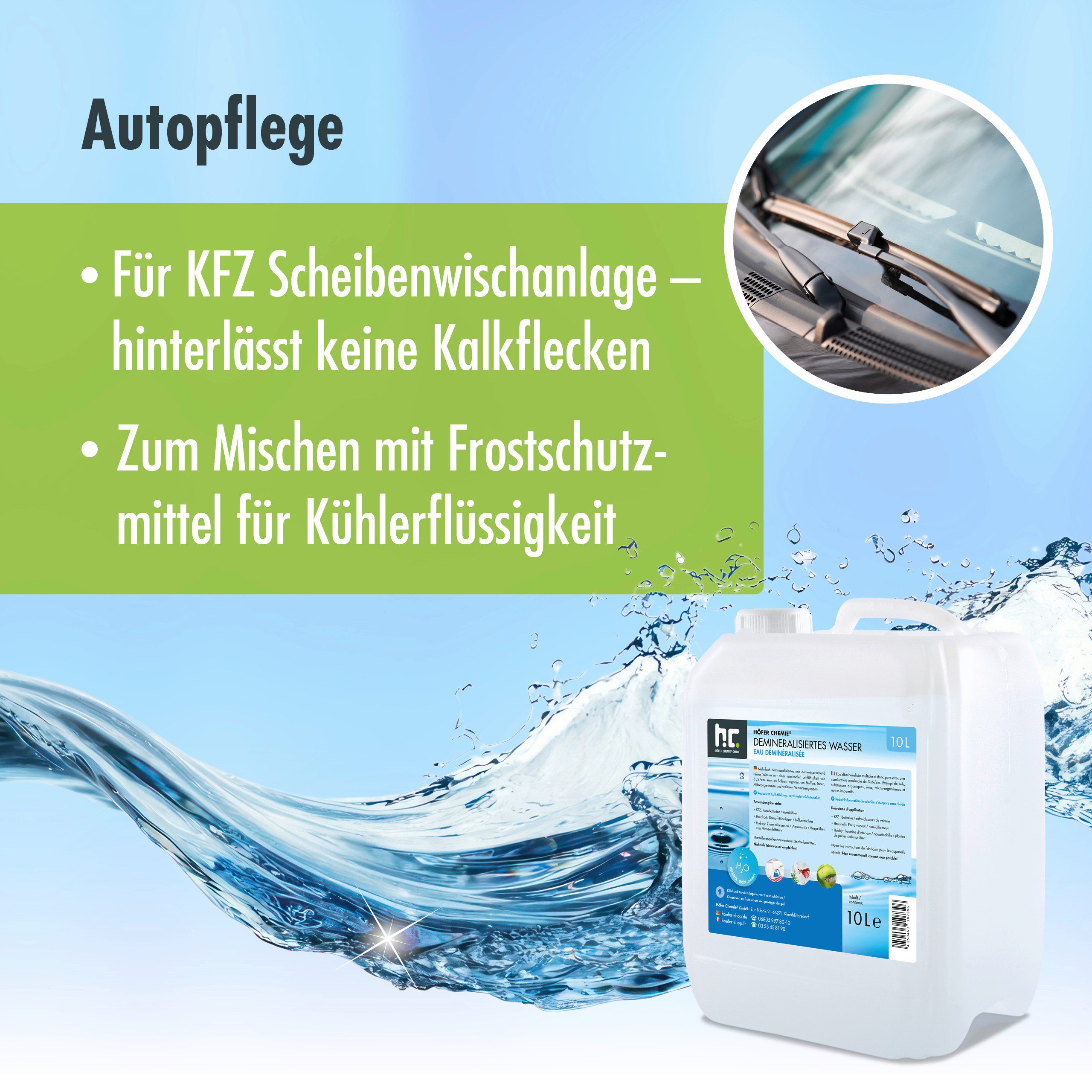 Höfer Chemie GmbH Bügelwasser 10 L Demineralisiertes Wasser