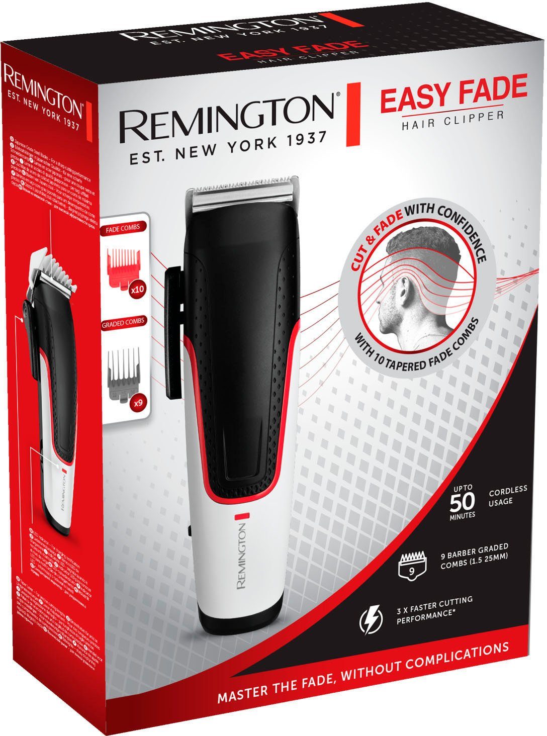 Remington Haarschneider Easy Fade für mit Barber-Fading-Technik vielzählige Styles HC500