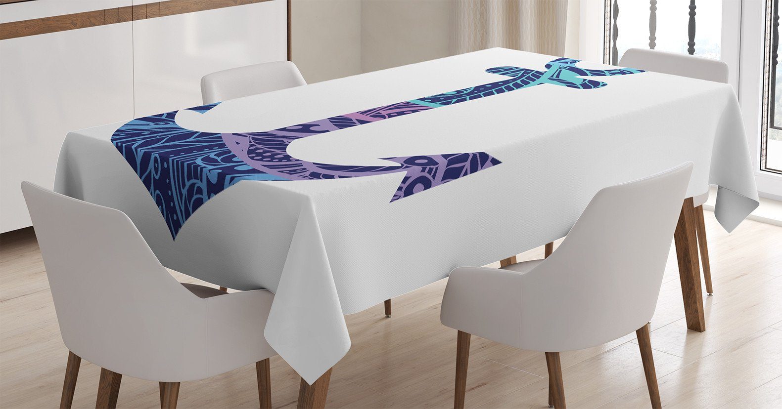 Farbfest den Marine Tischdecke Farben, Bild geeignet Anker Für Bereich Sea Waschbar Klare Abakuhaus Ozean Außen