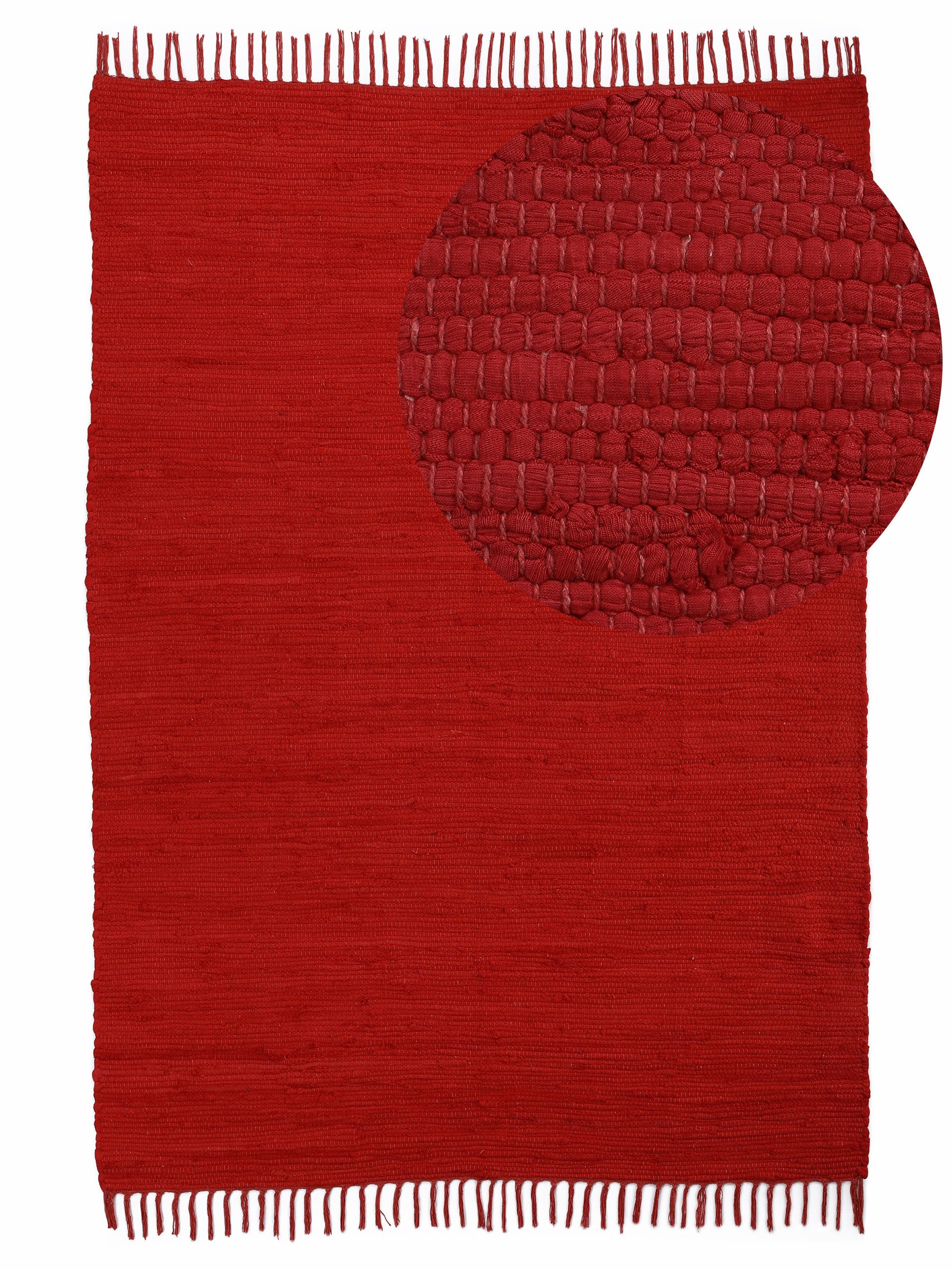 carpetfine Teppich Kelim Chindi uni, auch als Läufer, rechteckig, Höhe: 5 mm, Wendeteppich, reine Baumwolle, handgewebt, Uni-Farben, mit Fransen