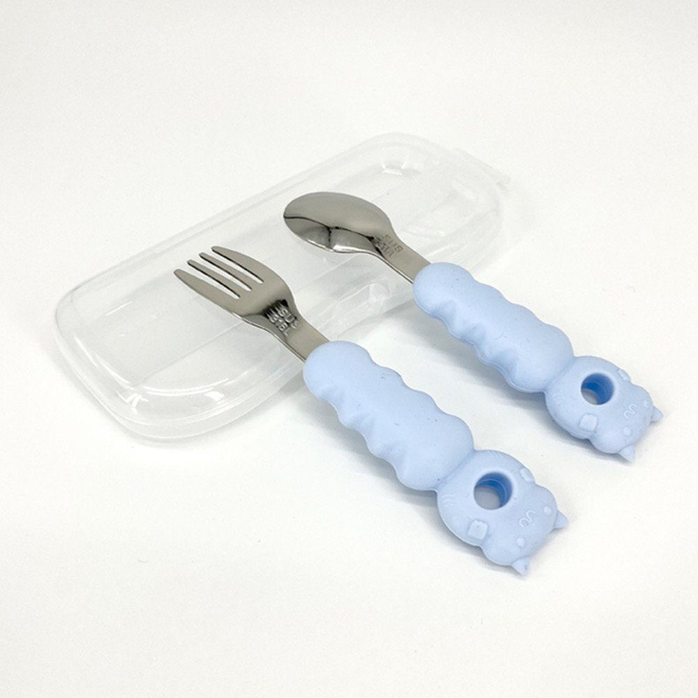 XDeer Kinderbesteck Baby Besteckset - mit Kindergabel & Babylöffel Edelstahl mit Silikon, 1 Personen