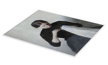 Posterlounge Poster Vilhelm Hammershøi, Ein junges, nähendes Mädchen, Wohnzimmer Skandinavisch Malerei