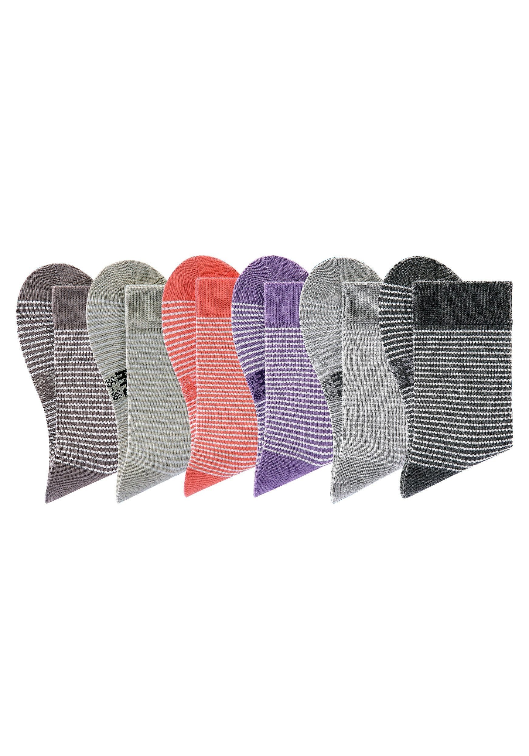 H.I.S Socken Damen Socken Ringelsocken Strümpfe (Packung, 6-Paar, Mini Crew Socken) mit druckfreiem Bündchen