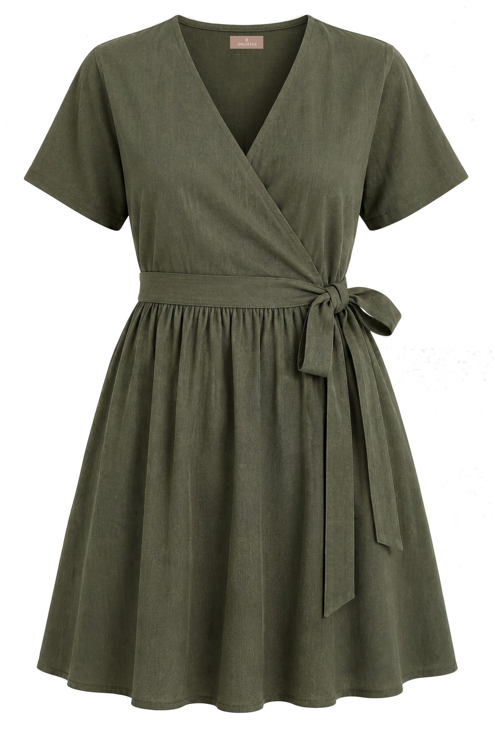 Awama Wickelkleid mit V-Ausschnitt und Bindeband