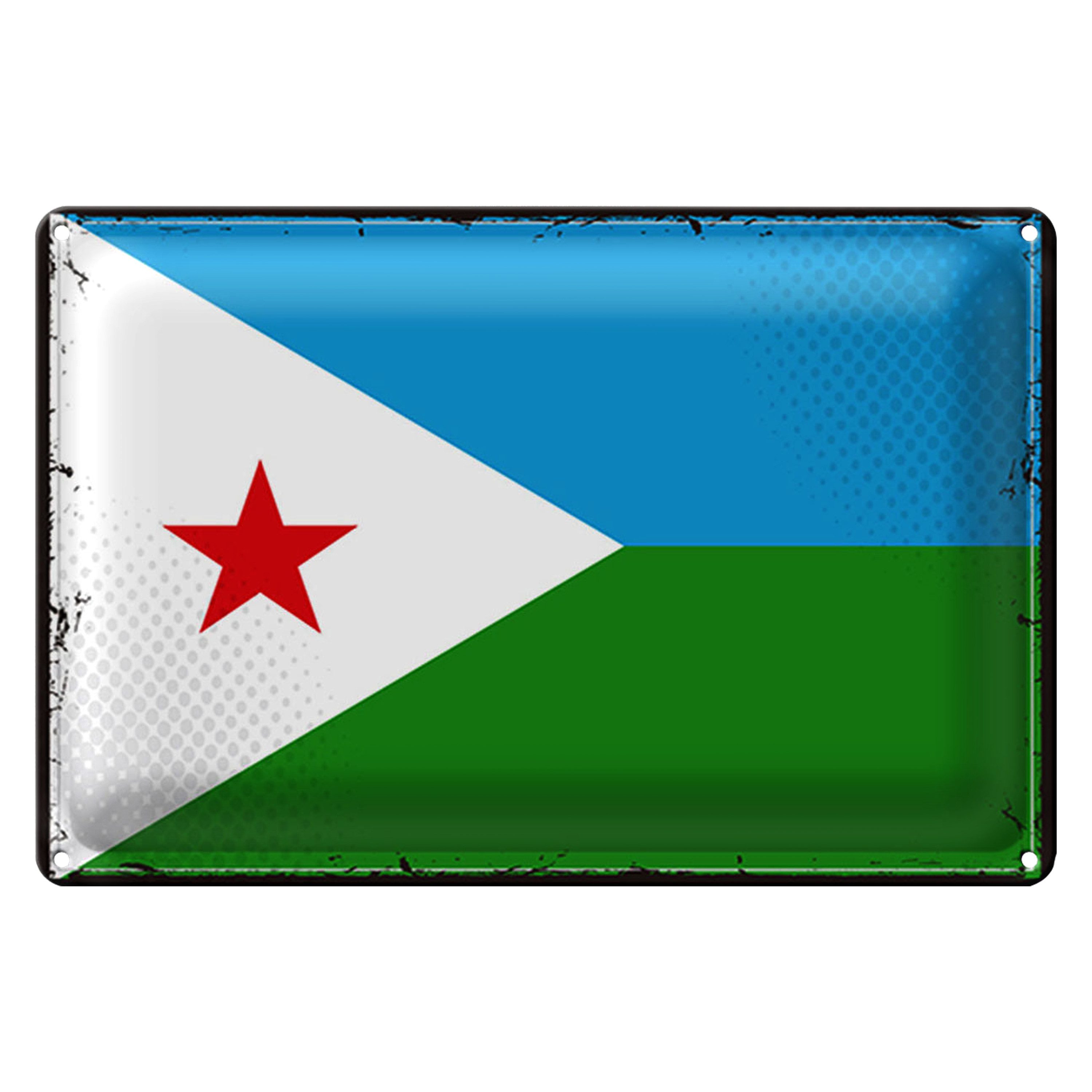 Metallschild Blechschild Flagge Dschibuti 30x20cm Retro Flag Djibouti