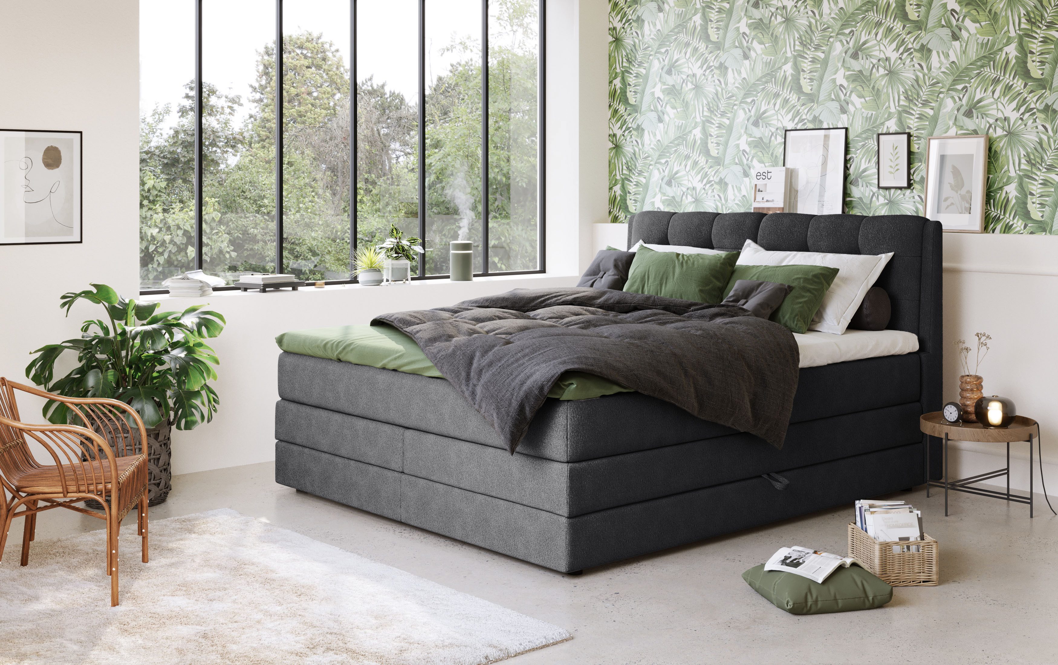 COTTA Boxspringbett Fort II, in verschiedenen Breiten erhältlich - auch als Familienbett!, inkl. Bettkasten und Topper