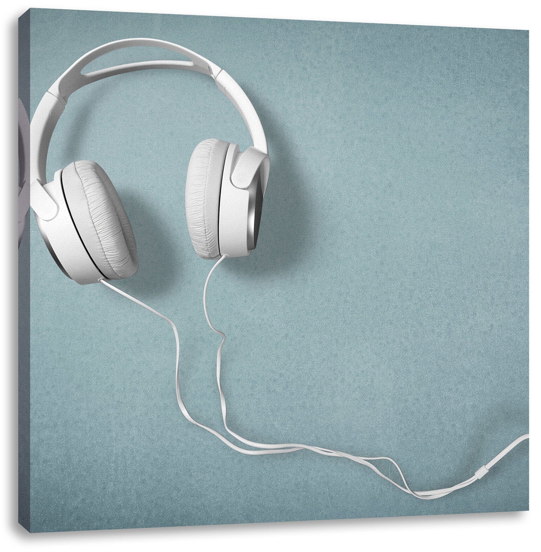 Pixxprint Leinwandbild Weiße Kopfhörer, Weiße Kopfhörer (1 St), Leinwandbild fertig bespannt, inkl. Zackenaufhänger