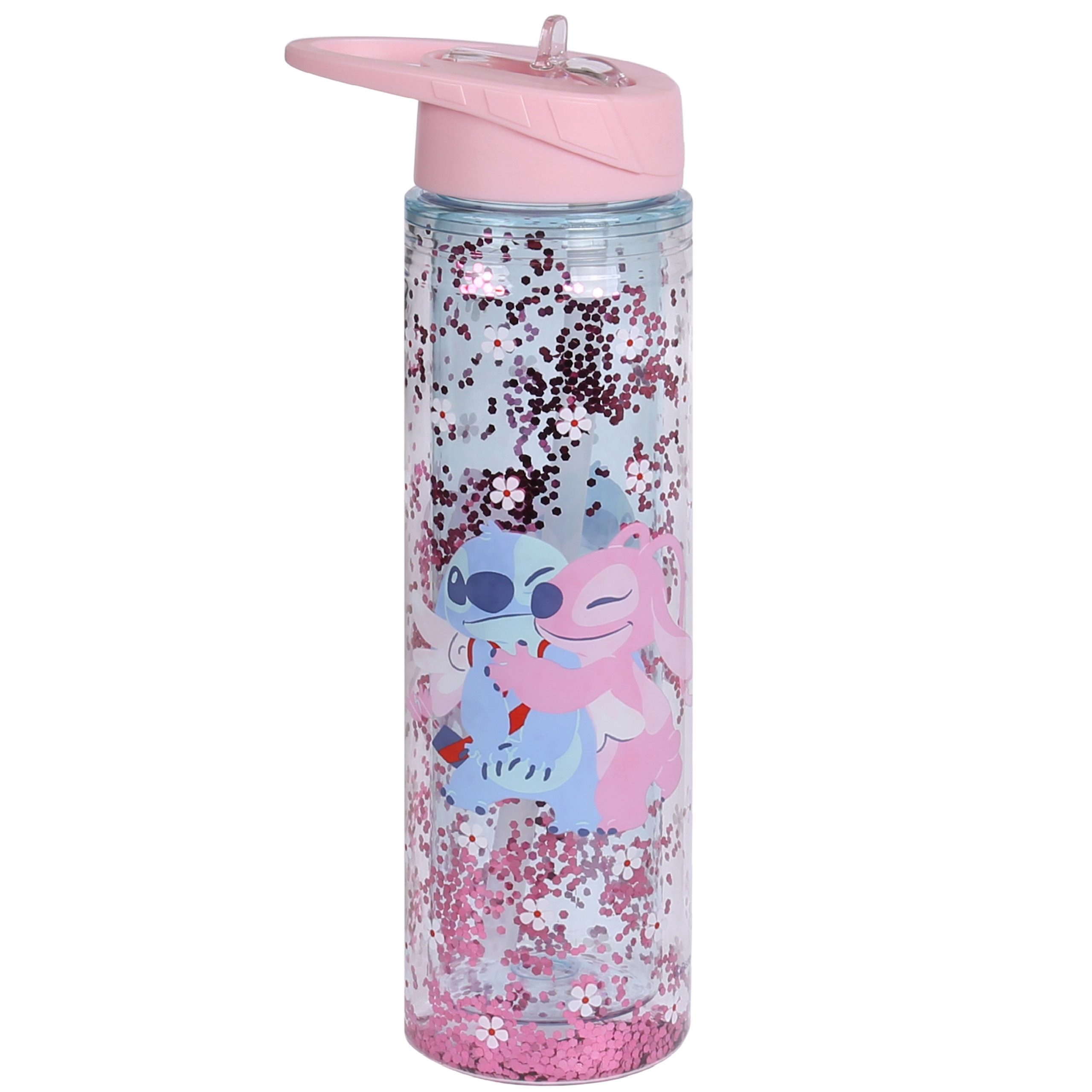 Disney Trinkflasche DISNEY Stitch Wasserflasche 550 ml mit Trinkhalm und Griff
