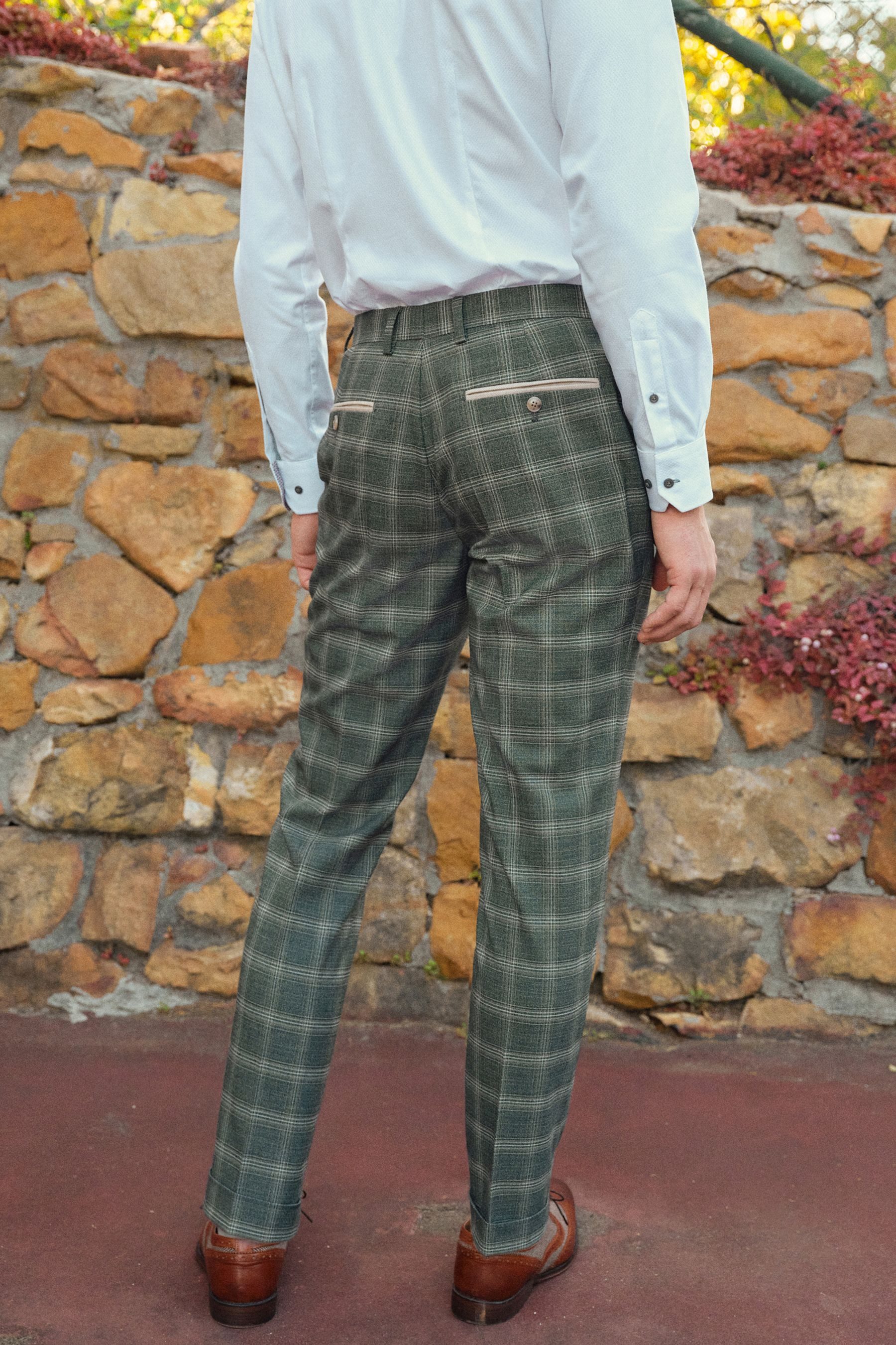 Next Anzughose Slim-Fit-Anzughose mit kleinem Karomuster günstig online kaufen