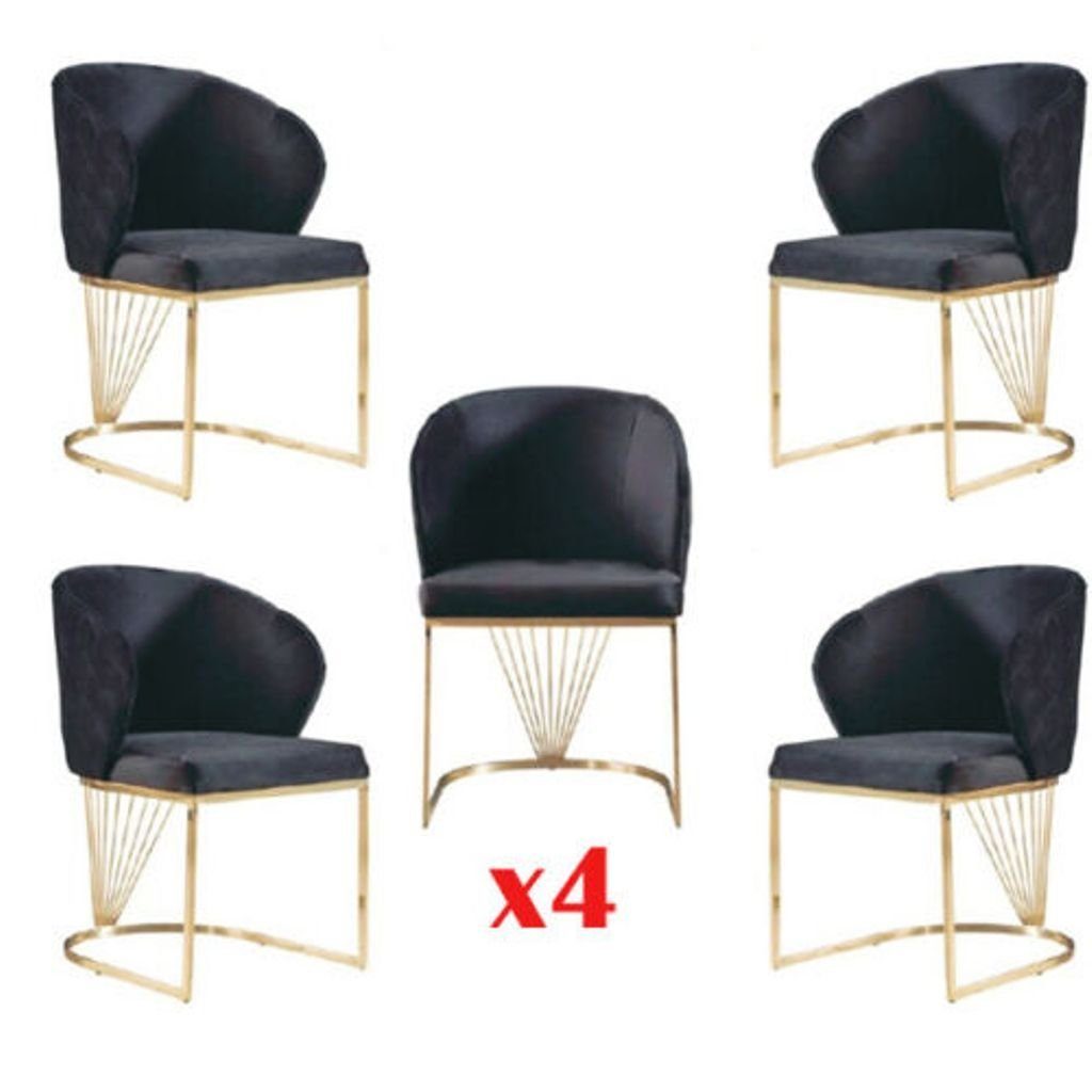 JVmoebel Loungesessel, Esszimmer Set Essgruppe Modern Edelstahl 4tlg Stuhl Garnitur 4x