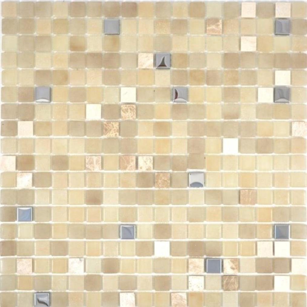 Mosaikfliesen Fliesenspiegel Glasmosaik gelb Mosani beige Stein Mosaikfliesen