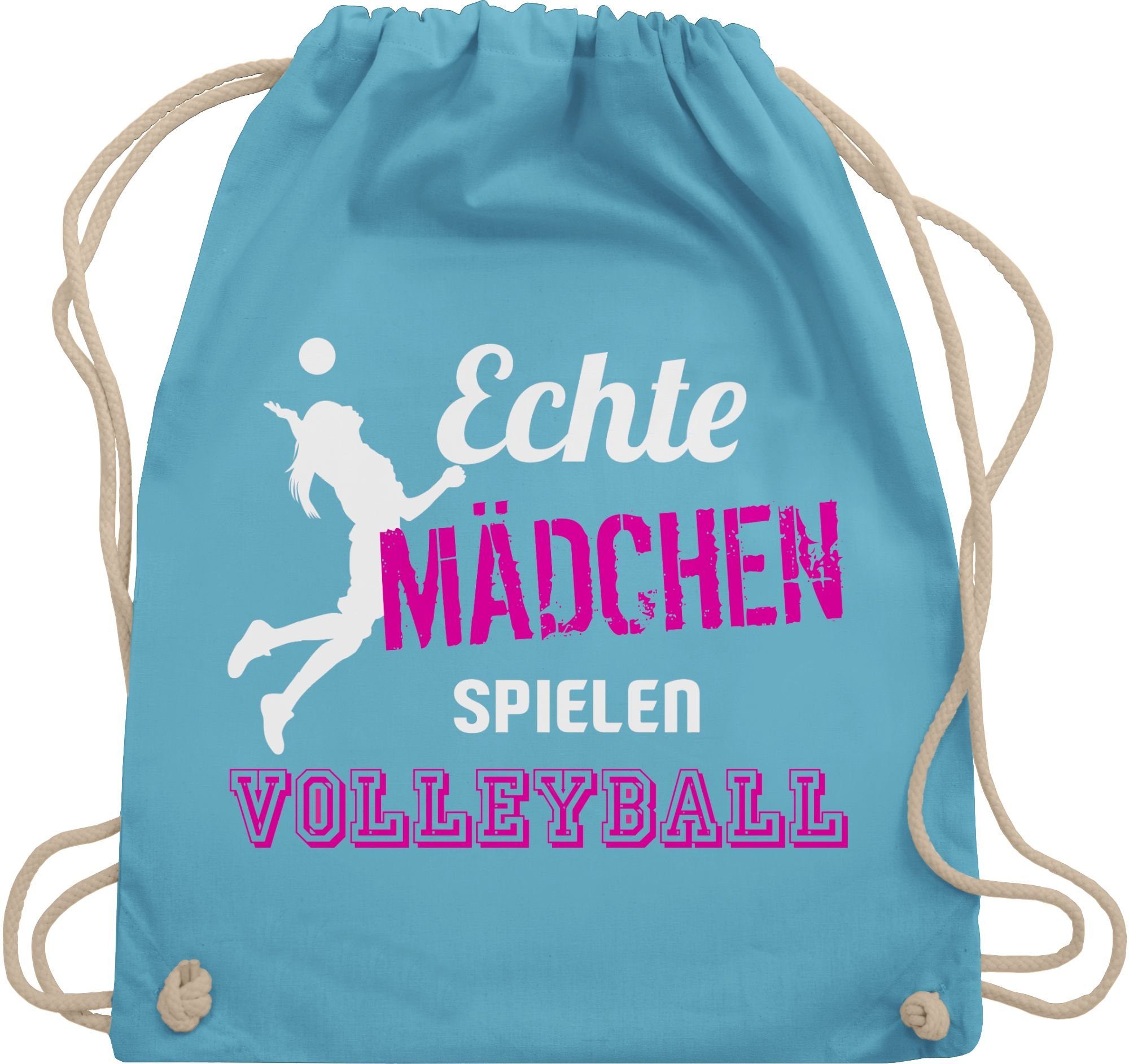 Shirtracer Turnbeutel Echte Mädchen spielen Volleyball, Volleyball Geschenke