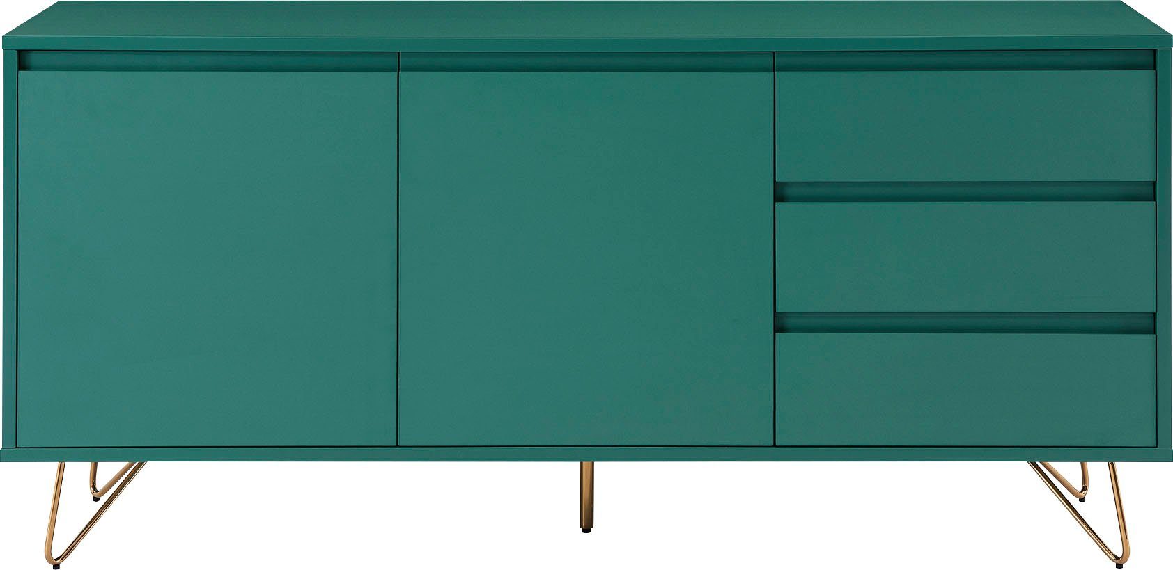 SalesFever Sideboard Bolton Zeitlose Kommode für stilvolle Ordnung, Kommode mit Haarnadelbeine aus Metall mit Messinglegierung