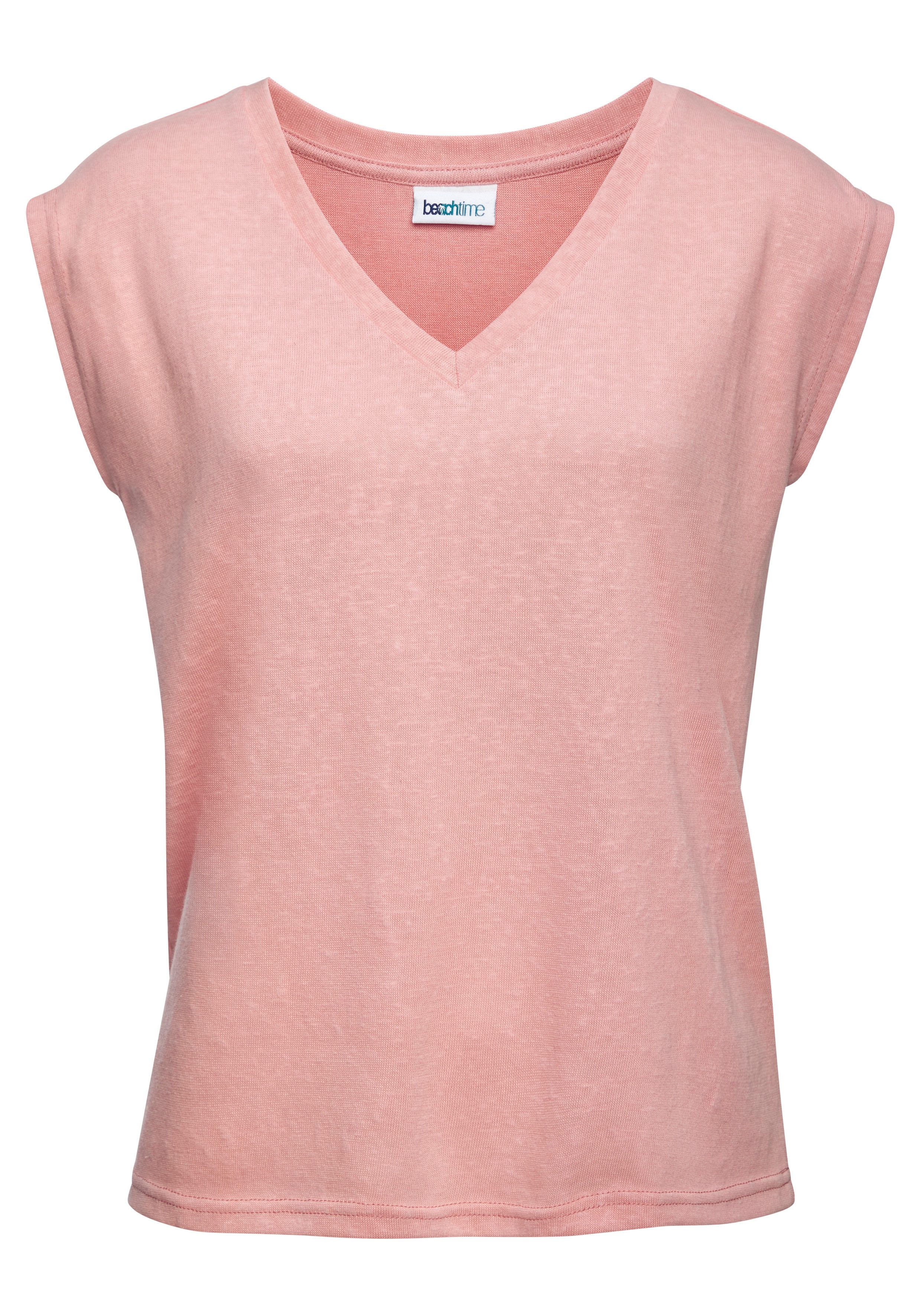Beachtime by Lascana V-Shirt aus leichter Strukturware mit Effektgarn luftiges Sommershirt, T-Shirt mit V-Ausschnitt, Strandshirt, casual. € 19,99