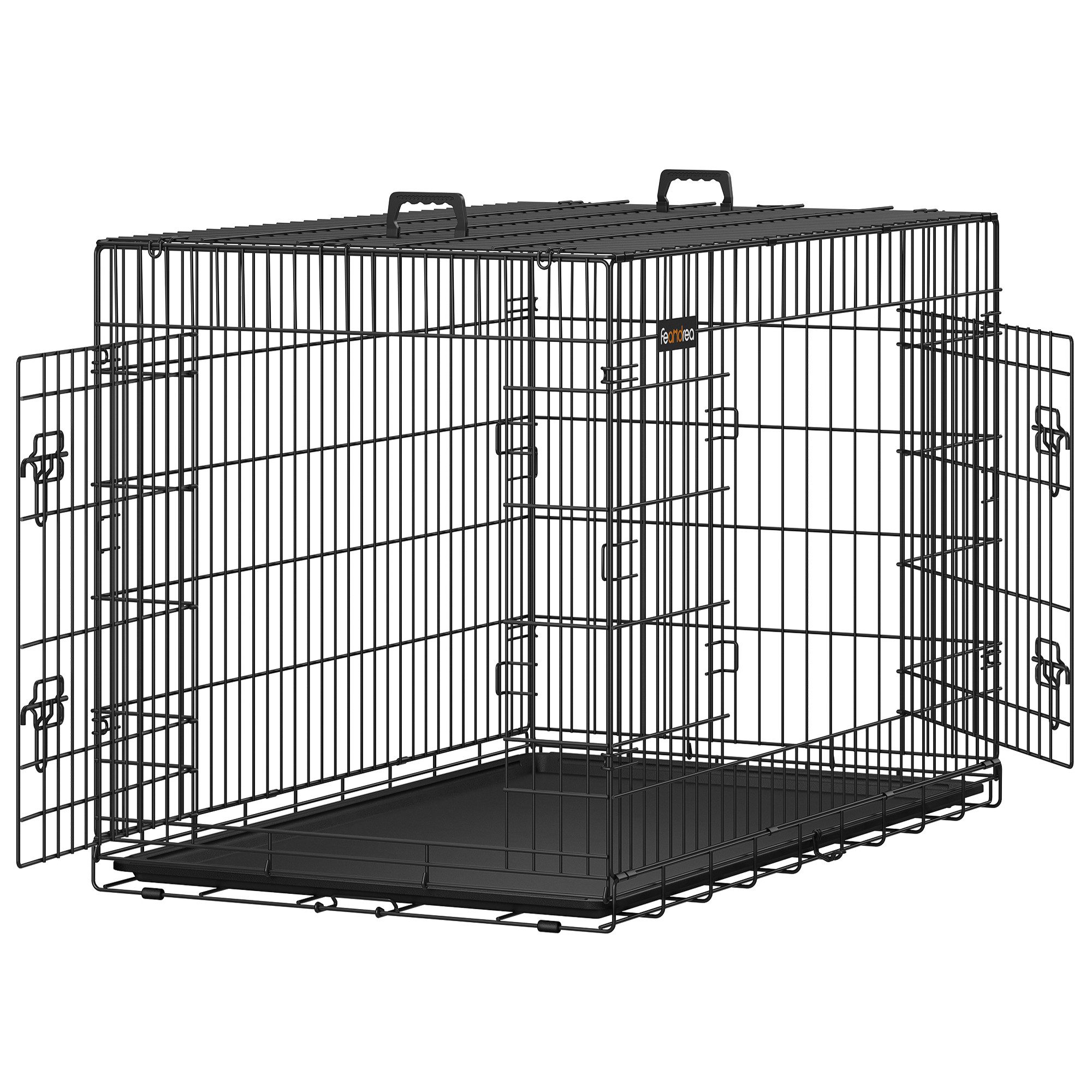 FEANDREA Tiertransportbox, S-XXXL, klappbar Doppeltüren mit Doppelschlössern