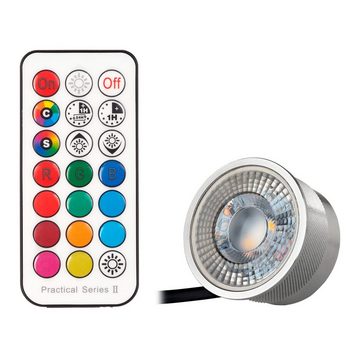 LEDANDO LED Einbaustrahler 10er RGB LED Einbaustrahler Set extra flach in weiß mit 3W LED von LED