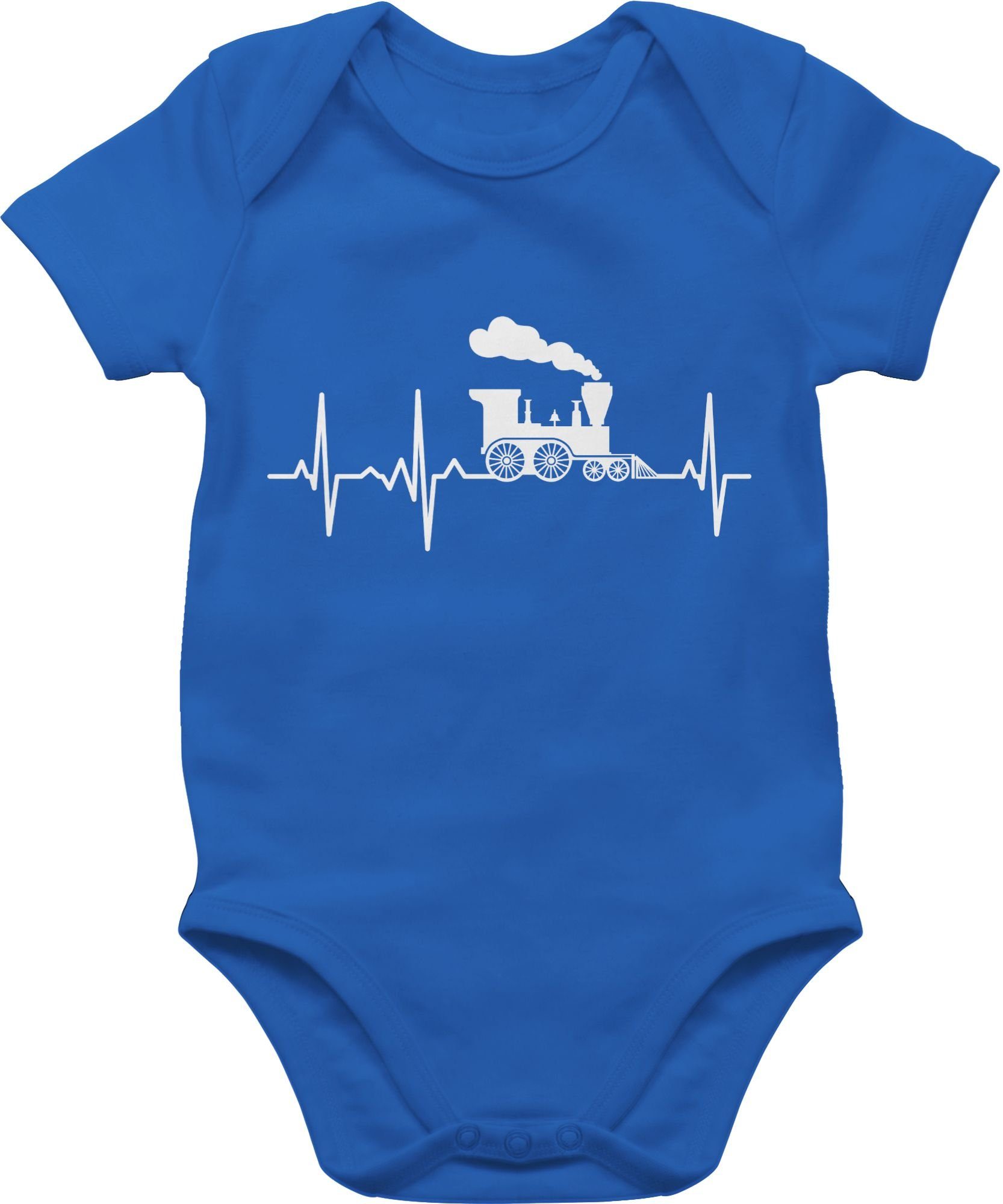 Shirtracer Shirtbody Dampflok Herzschlag weiß Baby Bagger Traktor und Co. 3 Royalblau