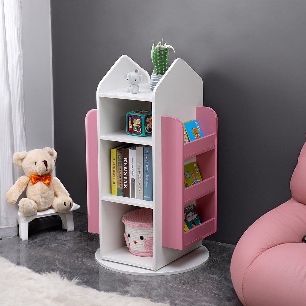 Aufbewahrungsregal Kinderzimmer, Pink x 105,3 cm, JUNA DELUXE Kinderregal 60 x in Kinder-Spielzimmer, HOME Drehbar, Spielzeugregal 60 360°