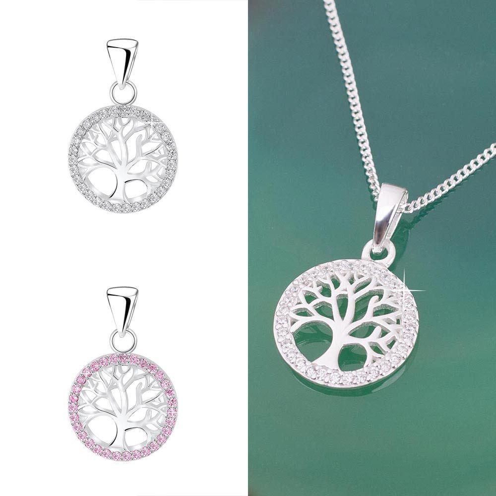 Order & Smile Schmuck Kette mit Anhänger Lebensbaum Kette: Baum des Lebens Anhänger Halskette 925 Silber, gestempelt