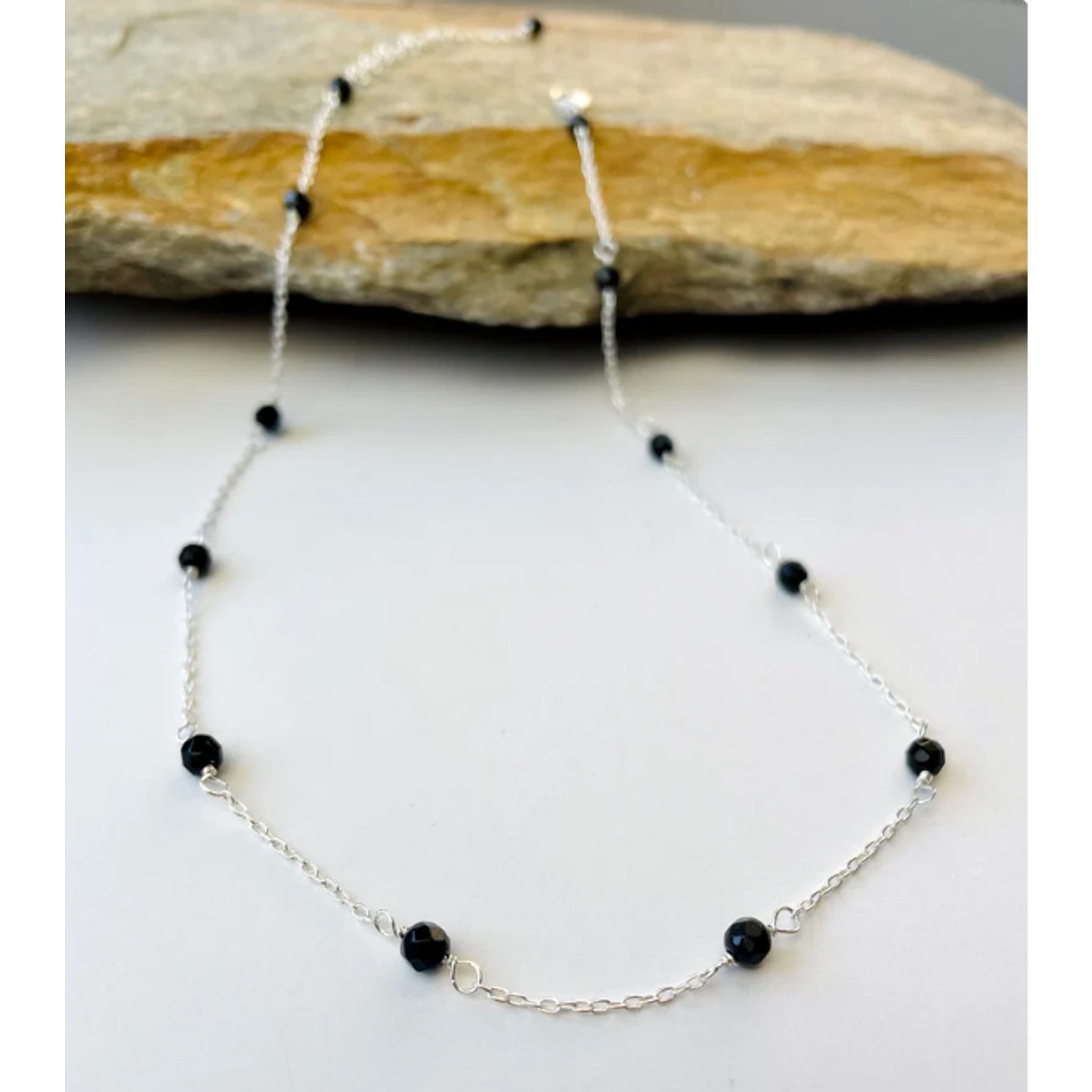 GOLDEN Silberkette Handgefertigte Onyx Gold Halskette, Perlenkette, Geburtstagsgeschenk