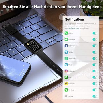 BRIBEJAT Smartwatch (1,69 Zoll, Andriod iOS), Damen Handys(Anruf Wählen/Annehm) Sprachassistent IP68 Wasserdicht