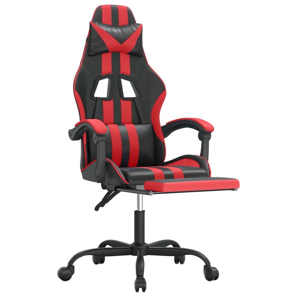 rot und Schwarz Gaming-Stuhl Schwarz mit Gaming-Stuhl rot vidaXL Fußstütze Schwarz und Rot Kunstleder St) und | (1