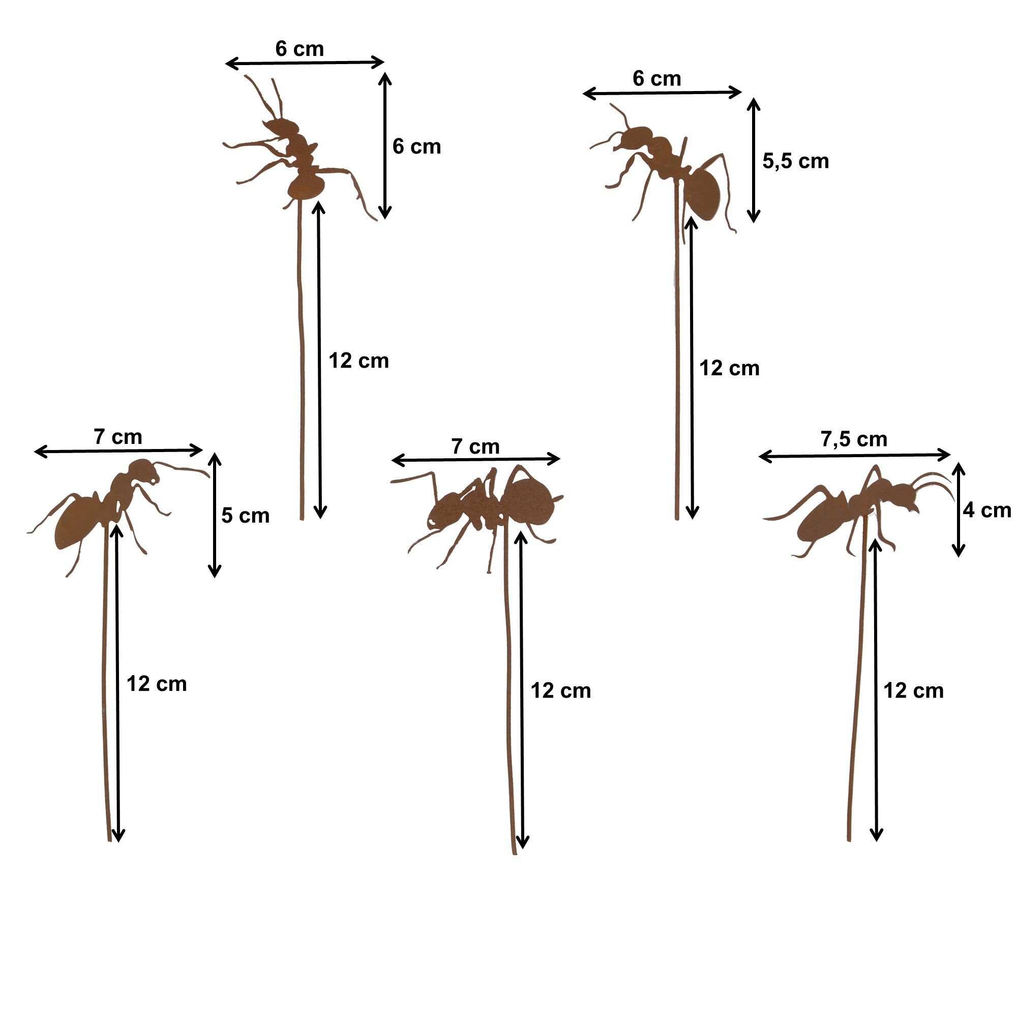 UNUS GARDEN Ameisen Gartenstecker Rost mit Stecker 5