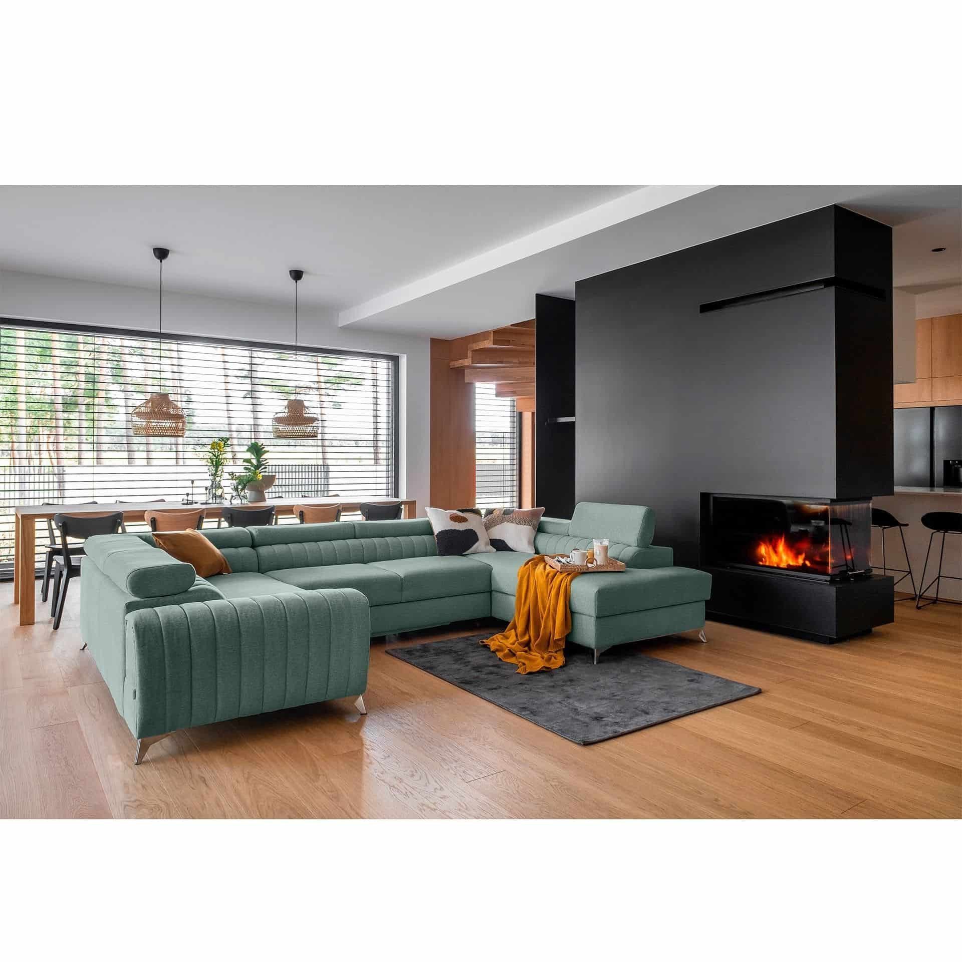 Myhomelando Wohnlandschaft Louis U-Form, Schlaffunktion, Bettkasten, 348 x 202 cm, Wohnlandschaft U Form mit Schlaffunktion und Bettkasten, Schlafsofa