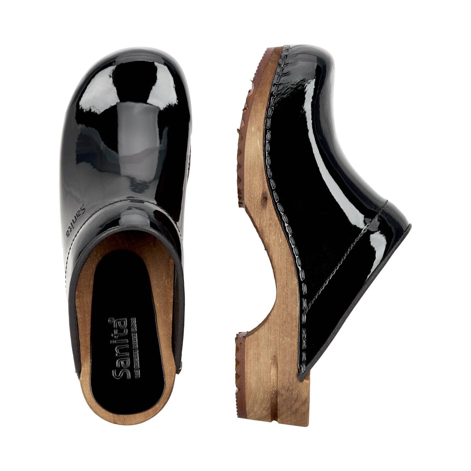 Sanita Sanita Wood Classic Patent Clog günstig online kaufen