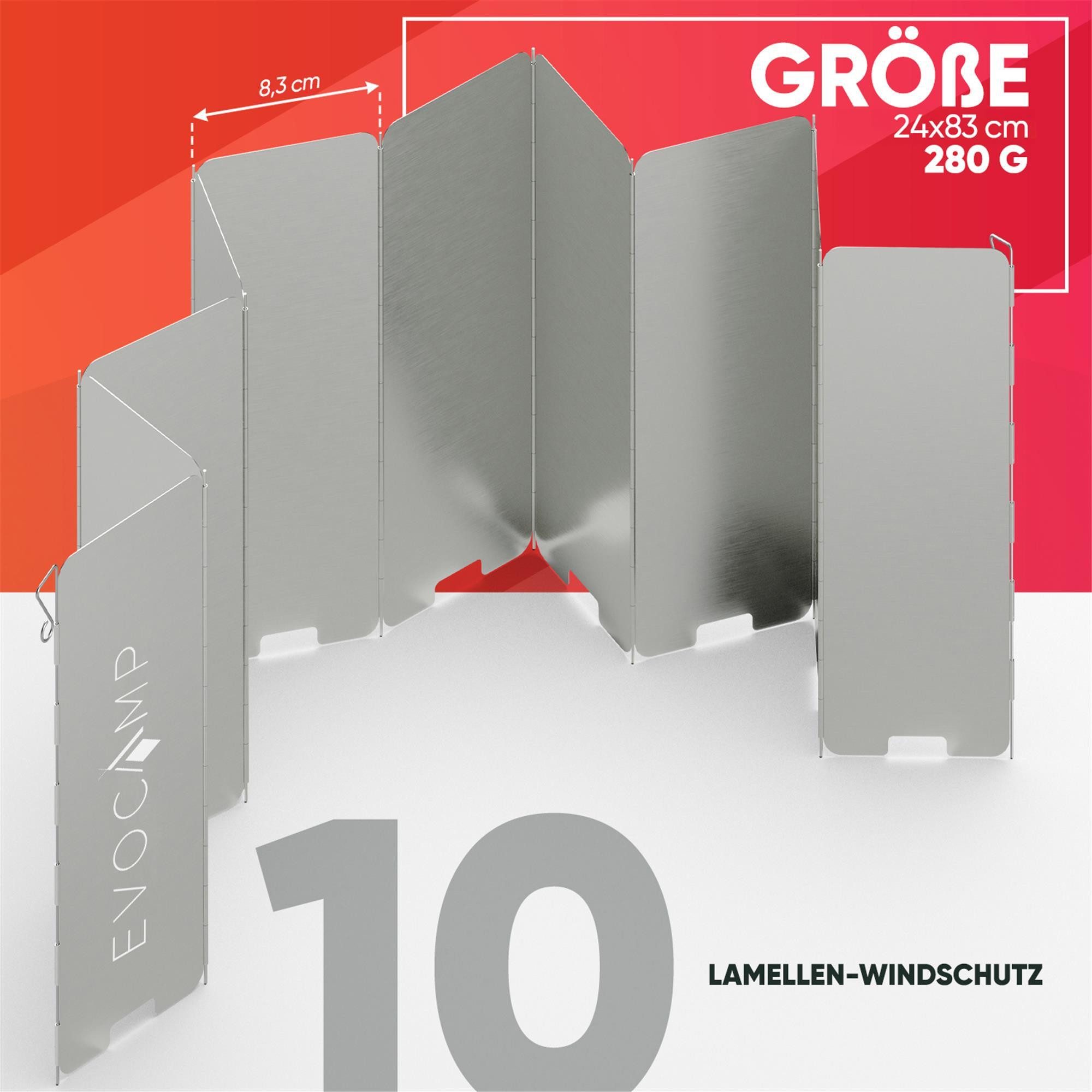 EVOCAMP Gaskocher Windschutz faltbar in 3 Größen inklusive Tasche, Windfang für Outdoor, (10-St), faltbar und vielseitig einsetzbar beim Camping und Outdoor-Grillen