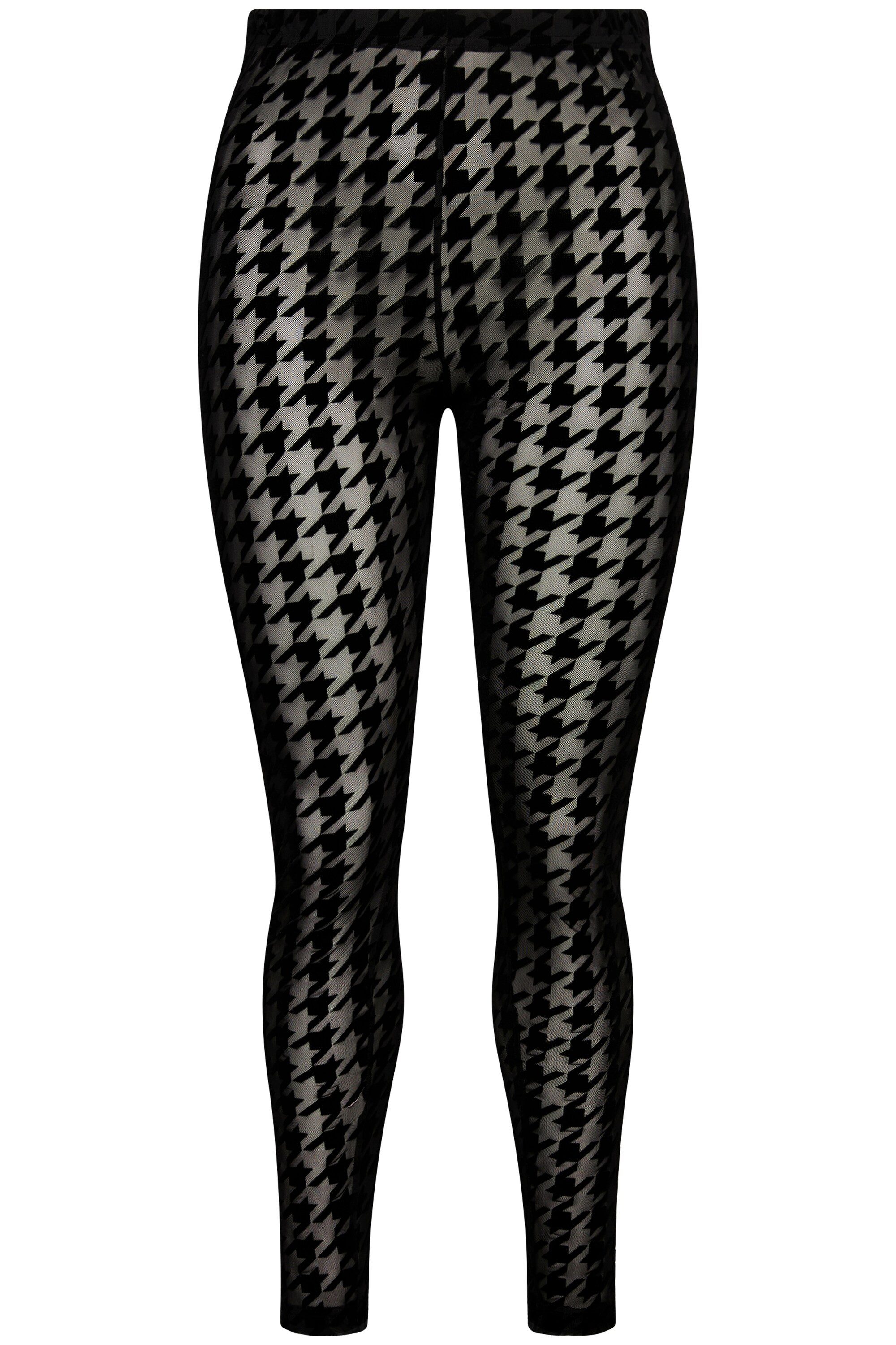 Ulla Popken Feinstrumpfhose Strumpf-Leggings Flockdruck Hahnentritt günstig online kaufen