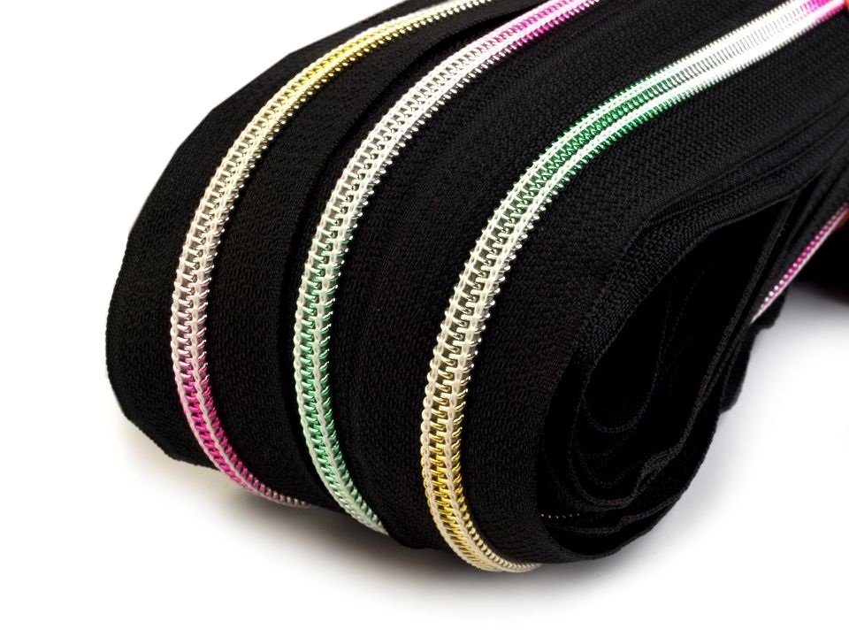 Schnoschi Reißverschluss 6 m endlos Reißverschluss Regenbogen effekt 5 mm Laufschiene + Zipper, Regenbogeneffekt der Laufschiene