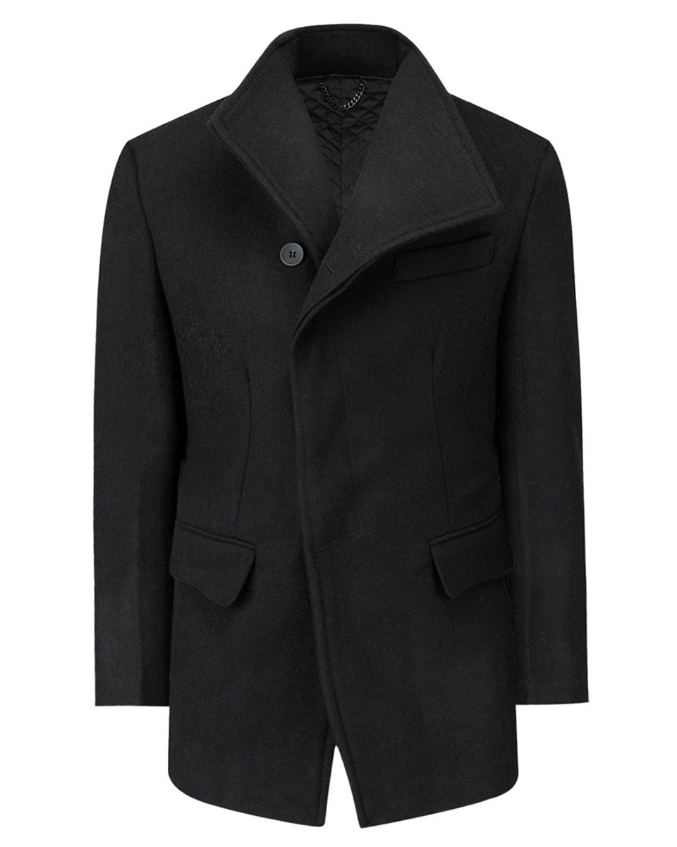 Allthemen Wollmantel mit Reverskragen Wintermantel Warm Slim Fit Herrenmantel