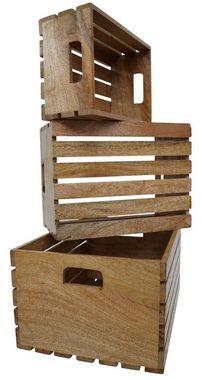 Aubaho Dekofigur 3x Holz Kiste Allzweckkiste Holzkiste Weinkiste Obstkiste Box Antik-St