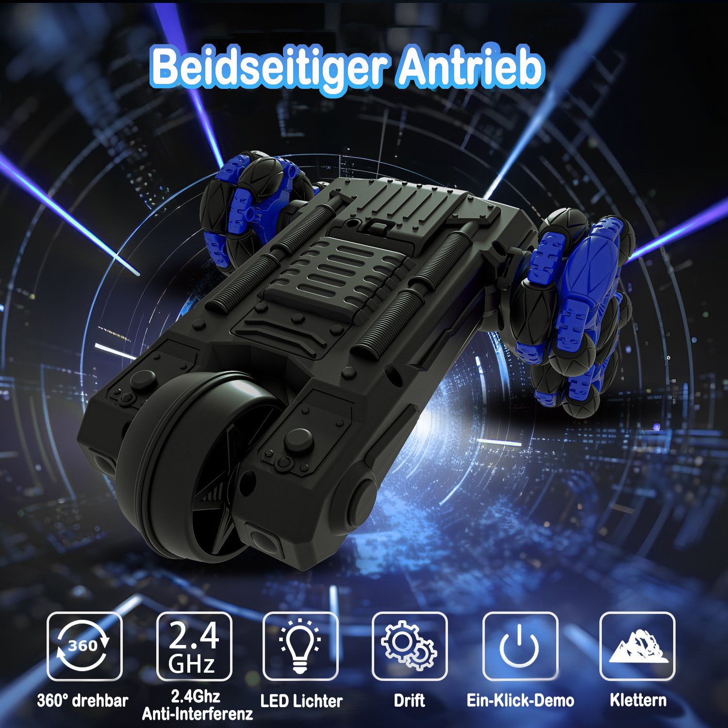 Esun RC-Auto Ferngesteuertes Auto ab 4 Jahre, RC Drift Car mit LED-Leuchten (Komplettset), Ferngesteuertes Auto ab 5 6 7 8 9 10 Jahre Kinder Geschenke