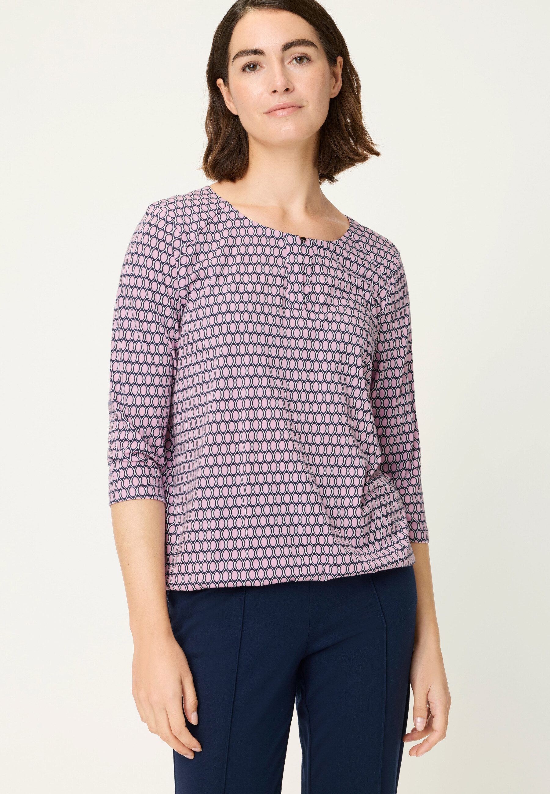 Olsen 3/4-Arm-Shirt mit femininem Tunika-Ausschnitt