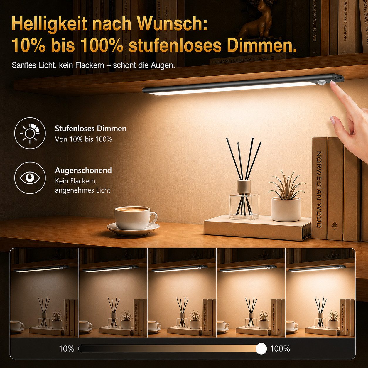 ANYSUN LED Unterbauleuchte Schrankbeleuchtung Kabellos mit Bewegungsmelder und Lichtsensor, 23cm LED Leiste mit 900 mah Wiederaufladbarer Akku Farbwechsler, War – Bild 5 von 5