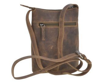 Greenburry Umhängetasche "Vintage" Leder, kleine flache Schultertasche, Damentasche 19x23cm, Vintage Leder