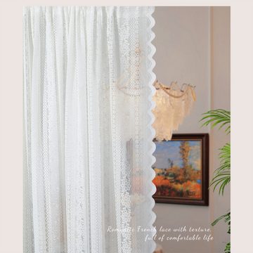 Gardine Französische Spitze Romantischer Türschirm,Schwimmende Fenstervorhänge, yozhiqu, stanzfreier Klett Vorhang, Sichtschutz für den Schlafzimmer Balkon