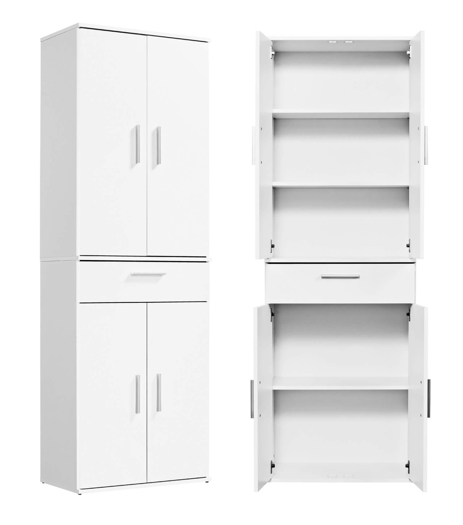 mokebo Mehrzweckschrank Der Praktische (180cm Höhe) in Grau, auch als Apothekerschrank, Aktenschrank oder Vorratsschrank