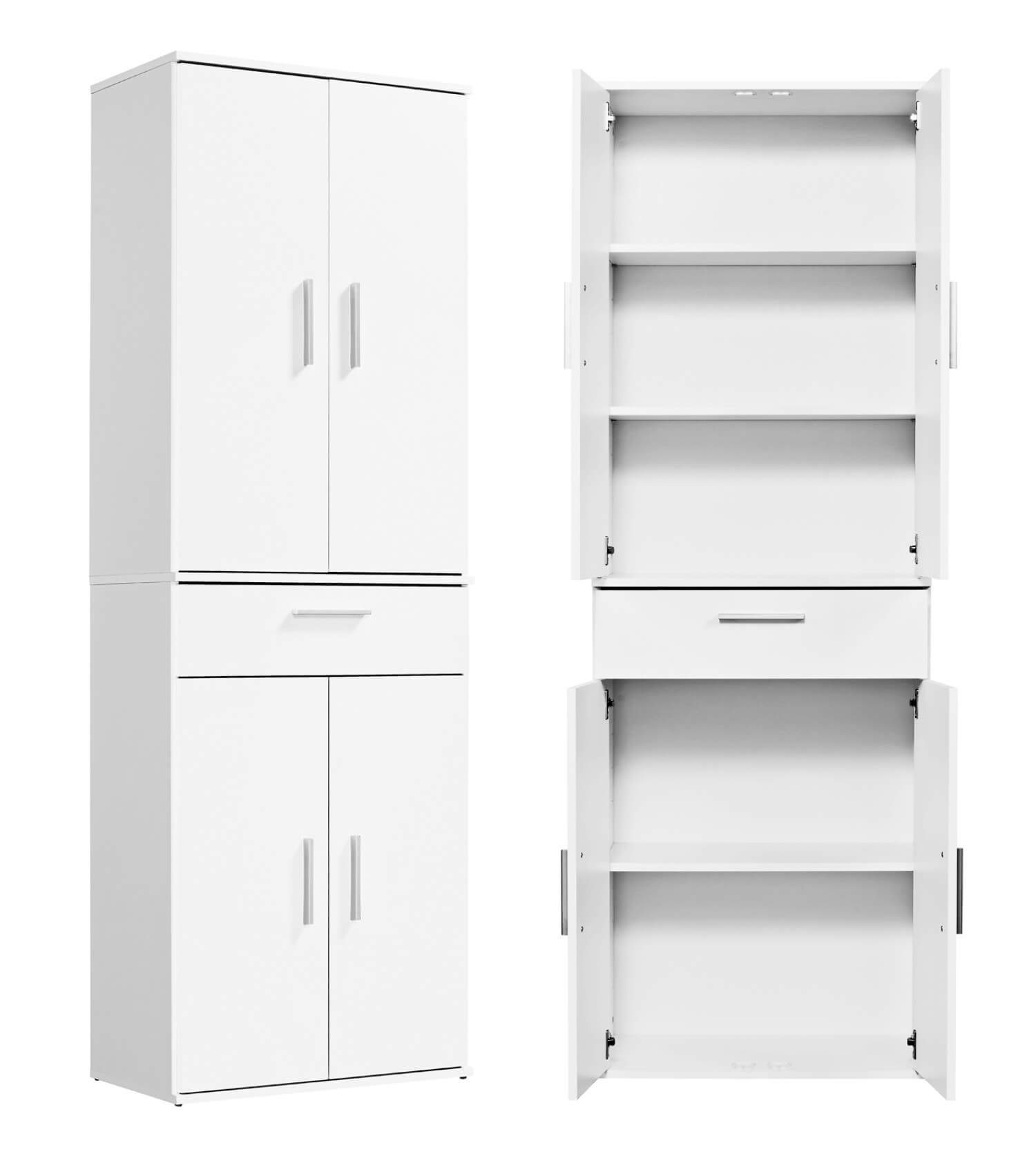 mokebo Mehrzweckschrank Der Vorratschrank, (180cm Höhe) Weiß Küchenschrank Apothekerschrank, Weiß Schuhschrank, | Weiß Praktische