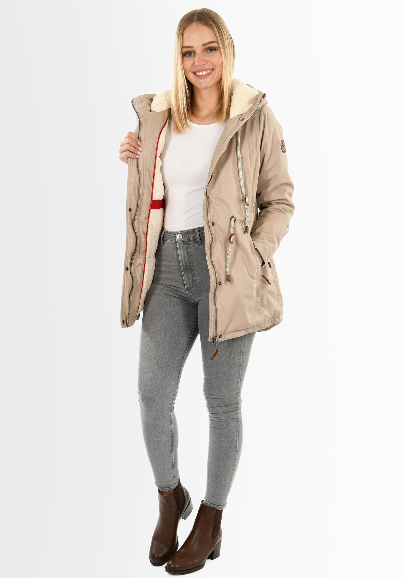 Navahoo Winterjacke Ireliaa mit warmen Teddyfell