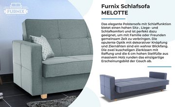 Furnix Schlafsofa MELOTTE Polstercouch mit Schlaffunktion & Bettkasten, Klick-Klick-Mechanik, B216 x H95 x T95 cm, Made in EU