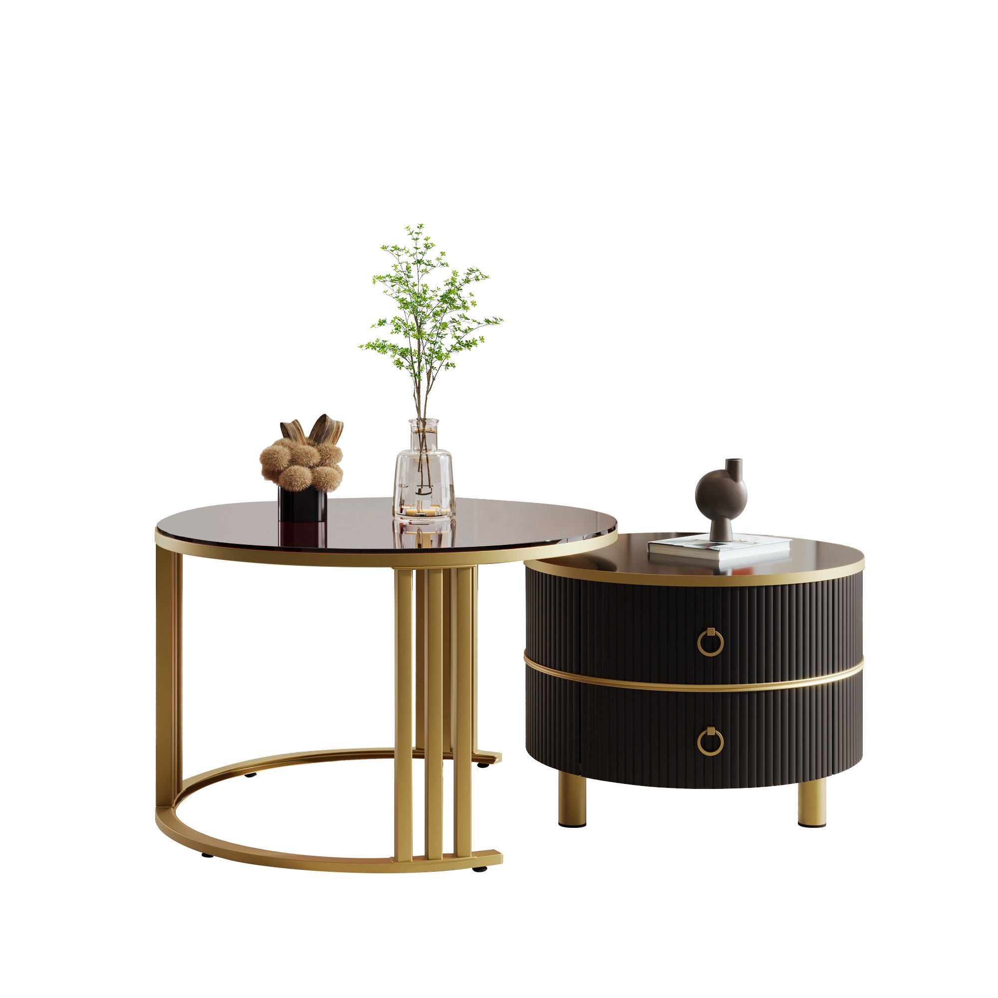 OKWISH Couchtisch 2-in-1 runder Couchtisch (Satztisch günstig online kaufen
