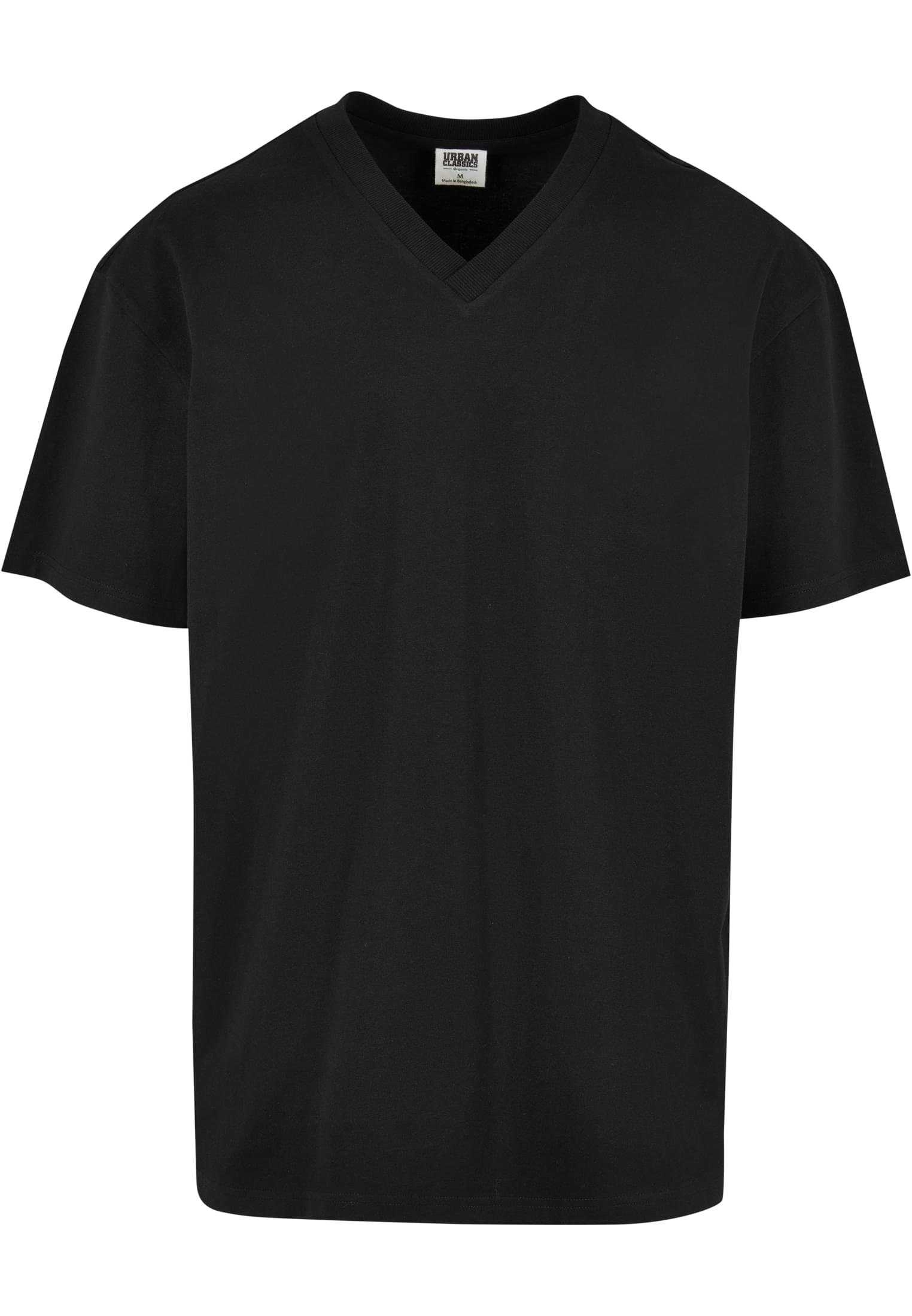 URBAN CLASSICS Tee black Kurzarmshirt Organic V-Neck Herren (1-tlg) Oversized