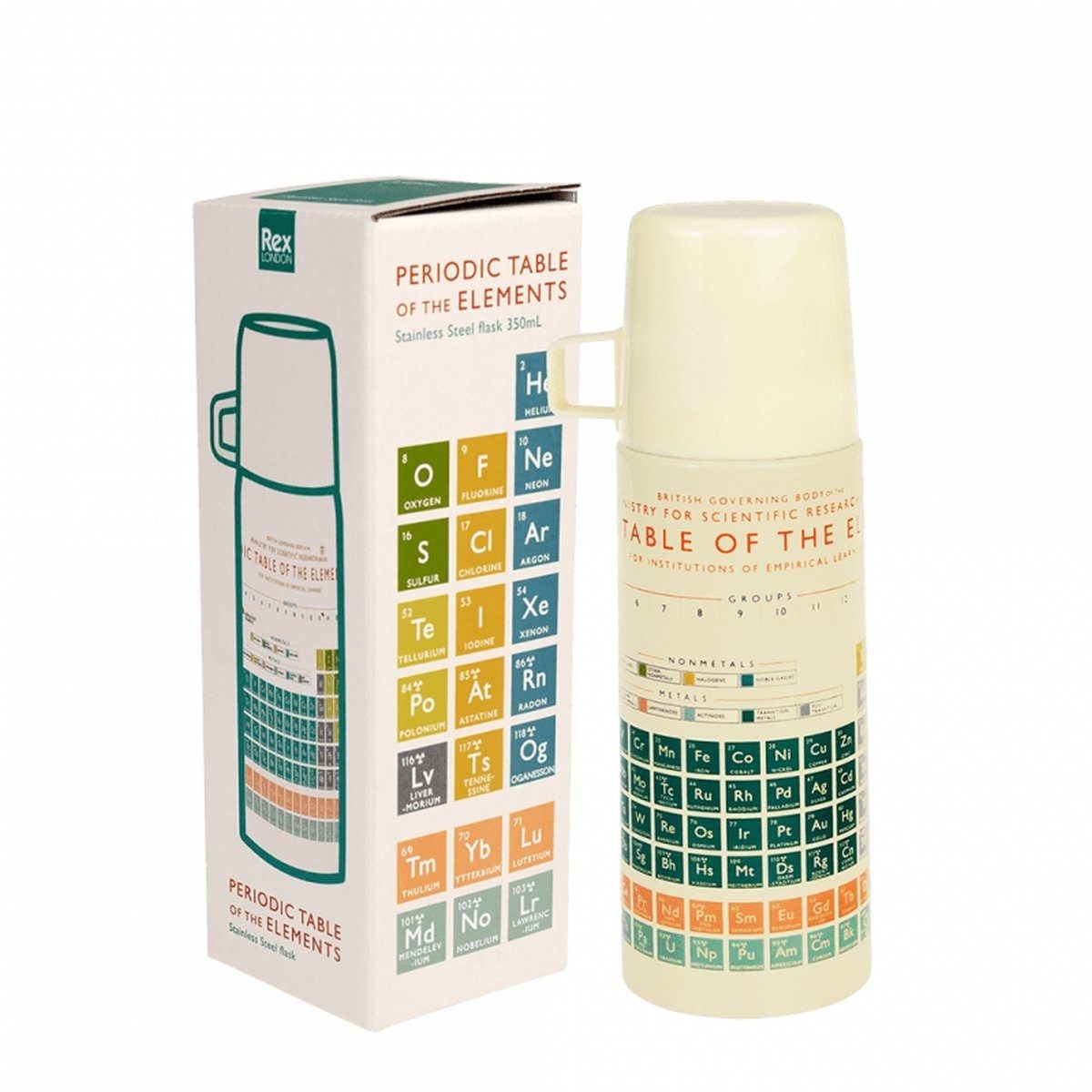 Rex London Thermoflasche Thermosflasche 350ml inkl Becher 12h Heiß 24h Kalt