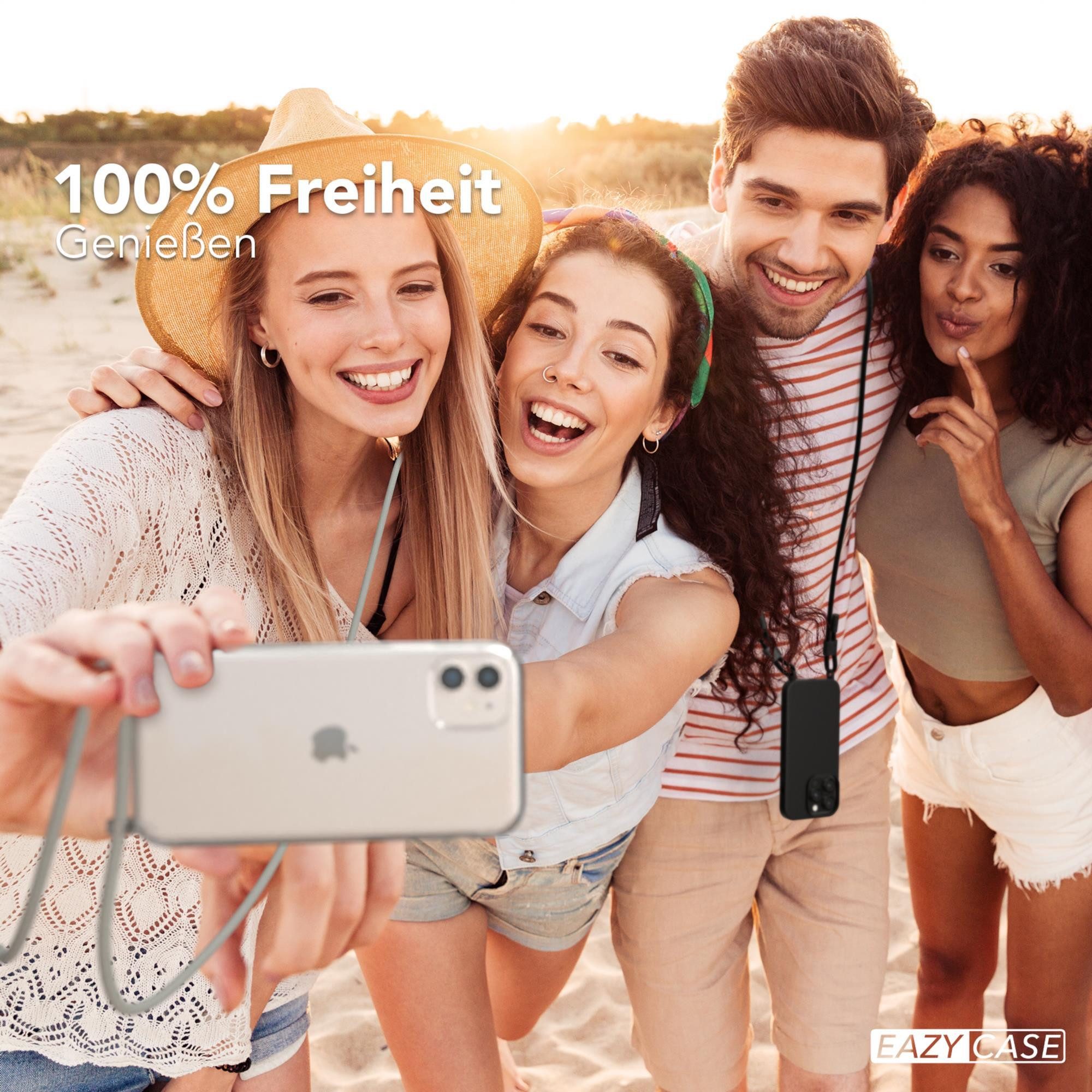 EAZY CASE Handykette Silikon Kette Unifarbe für Apple iPhone 11 6,1 Zoll, Schutzhülle zum Umhängen Hülle mit Umhängeband Kettenhülle Grau Taupe